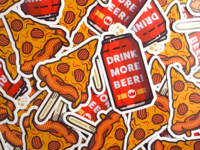 Stickers for Sale beer illustration pizza sale stickers vectorpizza