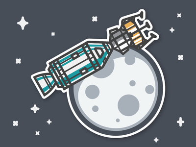 Apollo approaching the moon apollo illustration lander lunar module moon sticker vector