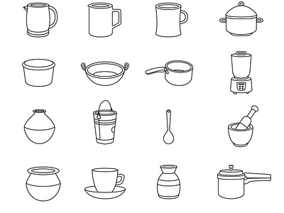 Unique icons based on common Indian kitchen vessels