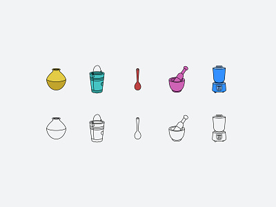 Unique icons based on common Indian kitchen vessels