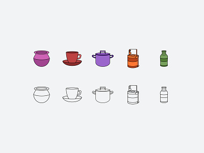 Unique icons based on common Indian kitchen vessels app branding design graphic design illustration logo typography ui ux vector