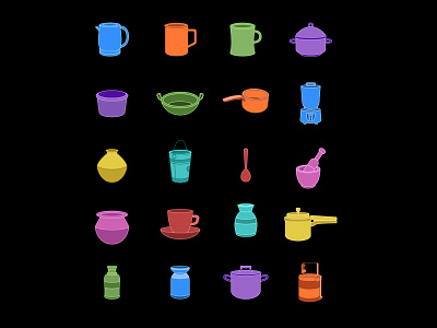 Unique icons based on common Indian kitchen vessels app branding design graphic design illustration logo typography ui ux vector