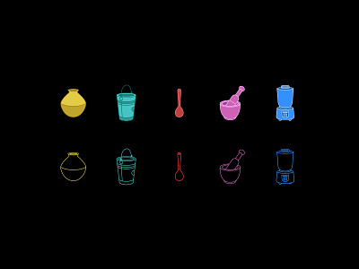 Unique icons based on common Indian kitchen vessels app branding design graphic design illustration logo typography ui ux vector