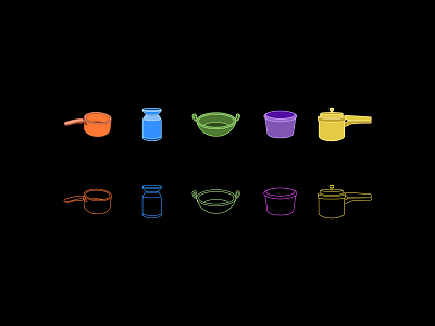 Unique icons based on common Indian kitchen vessels app branding design graphic design illustration logo typography ui ux vector