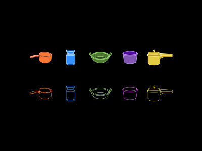 Unique icons based on common Indian kitchen vessels