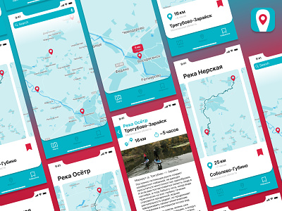 Paddling Routes app app branding concept create graphic design illustration map paddle routes sup ui ux water map