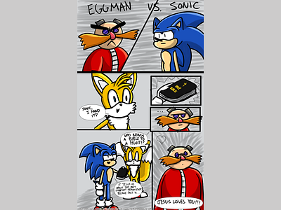Sonic the Hedgehog Brings A Bible to An Eggman Battle Comic bible comic eggman fan art illustration jesus loves you!!! quick sonic sonic the hedgehog tails the mustard seed life