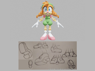 Shoes | Sonic: Belle the Tinkerer 3D Model WIP | Day 33 3d 3d model belle belle the tinkerer cartoon character fan art fanart game jesus loves you!!! modeling modelling progress shoes sketch sonic sonic the hedgehog the mustard seed life update wip