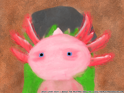 🤨Axolotl | Day 24 | 100 Faces Meme Challenge 100 faces meme challenge art axolotl cartoon challenge digital digital art fan art fanart fast illustration jesus loves you!!! quick style stylized the mustard seed life