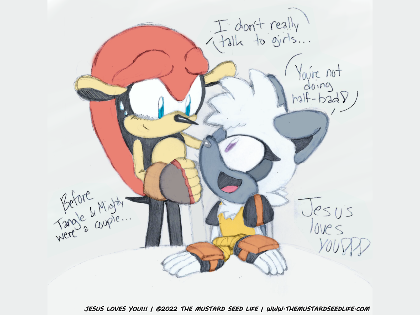 Tangle the Lemur x Mighty the Armadillo Fan Art! by Tiny MustardSeed