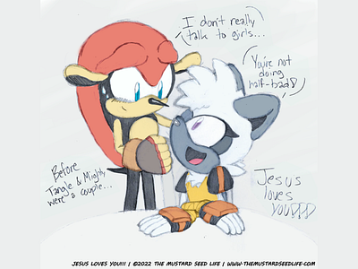 Sonic: Tangle & Mighty "Just Friends" Dinner Fan Art cartoon challenge character digital fan art fanart illustration jesus loves you!!! mighty mighty the armadillo mixed media sketch sonic sonic the hedgehog style stylized tangle tangle the lemur tangle x mighty the mustard seed life