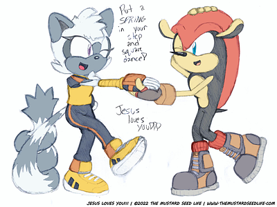 Sonic: Tangle x Mighty Spring Step Square Dancing challenge daily digital dribbbleweeklywarmup fan art fanart illustration jesus loves you!!! mighty mighty the armadillo mixed media rebound sketch sonic sonic the hedgehog tangle tangle the lemur tangle x mighty the mustard seed life warm up