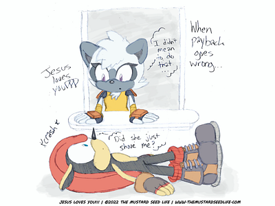 Sonic: Tangle x Mighty "Payback" Fan Art challenge digital fan art illustration jesus loves you!!! mighty mighty the armadillo mixed media pencil sketch sonic sonic the hedgehog tangle tangle the lemur tangle x mighty the mustard seed life