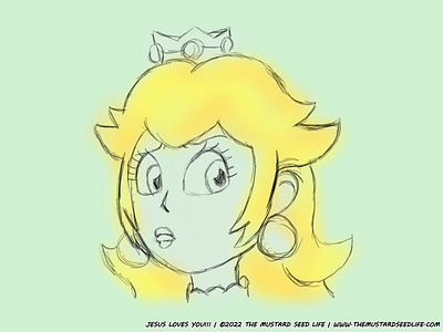 🤨Princess Peach | Sketch 35 | 100 Faces Meme Challenge 100 faces meme challenge cartoon challenge character digital fan art fanart fast illustration jesus loves you!!! peach quick sketch style stylized the mustard seed life