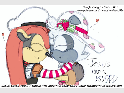 Sonic: Tangle x Mighty "Sweet Costumes" Fan Art cartoon challenge character digital fan art fanart illustration jesus loves you!!! mighty mighty the armadillo pencil sketch sonic sonic the hedgehog style stylized tangle tangle the lemur tangle x mighty the mustard seed life