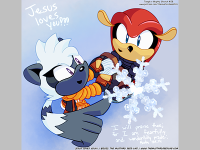 Sonic: Tangle x Mighty "Truly Unique" Fan Art cartoon challenge character digital fan art fanart illustration jesus loves you!!! mighty mighty the armadillo sonic sonic the hedgehog style stylized tangle tangle the lemur tangle x mighty the mustard seed life