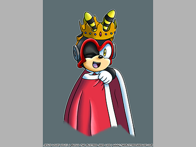 Sonic: Royal Charmy Bee Wearing Sonic’s Cape bee cape cartoon challenge character charmy charmy bee crown fan art fanart illustration jesus loves you!!! royal royalty sonic sonic the hedgehog sticker style stylized the mustard seed life