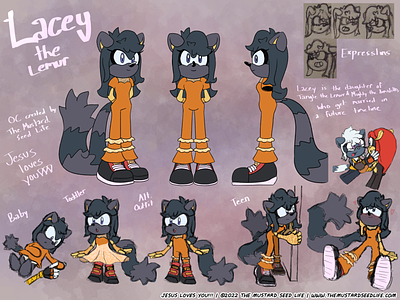 My New Sonic OC: Lacey the Lemur character design dribbbleweeklywarmup fan art fanart illustration jesus loves you!!! lacey the lemur mighty model model sheet new oc original original character sonic sonic the hedgehog tangle the mustard seed life video game