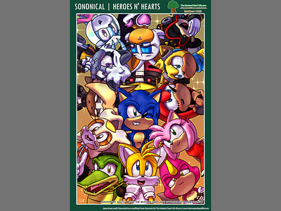 Sononical: Heroes N’ Hearts | Sonic Fan Comic Cover amy rose comic comic cover cover design digital art fanart fanfiction illustration jesus loves you!!! jewel mghty rouge sonic sonic the hedgehog tails tangle the mustard seed life vector whisper