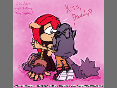 “Kiss, Daddy!” Mighty & Lacey | Father-Daughter cute daughter design fan art fanart father flats future illustration jesus loves you!!! lacey the lemur mighty mighty the armadillo quick sketch sketchy sonic sonic the hedgehog tangle x mighty the mustard seed life