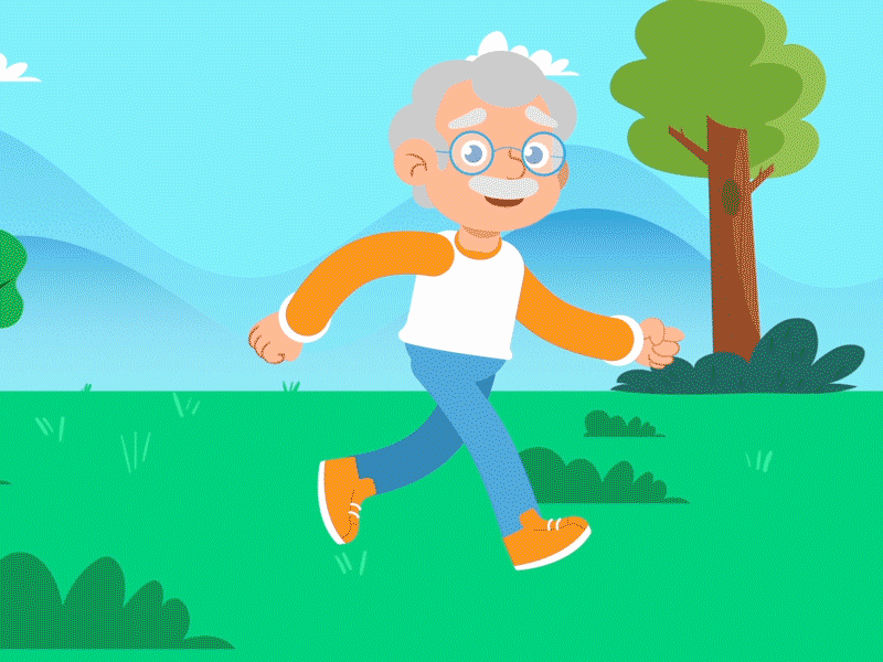 Active Grandpa animation character animation illustration motion graphics