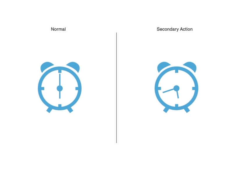 12 principles of Animation - Secondary action alarm animation clock comparison motion design principles study time