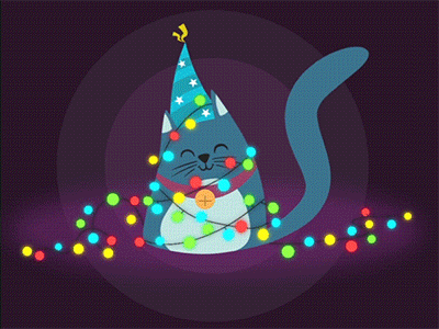Party cat - Animation Course after effects animal animation cat christmas design happy lights party
