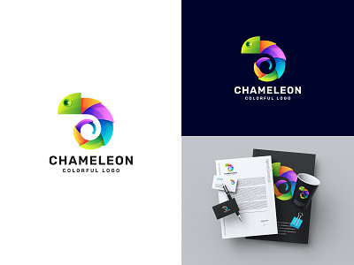 Colorful Chameleon logo illustration (Unused). 3d animal logo animation app branding chameleon logo colorful logo cool logo design gradient logo graphic design illustration logo logo illustration motion graphics ui vector