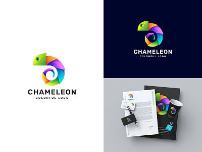 Colorful Chameleon logo illustration (Unused).