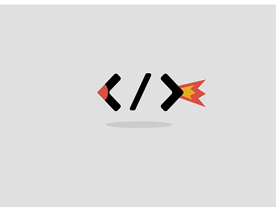 Code Rocket - Minimal Logo Concept brackets coding coding logo fire logo logo design red rocket startup logo tech tech logo technology logo