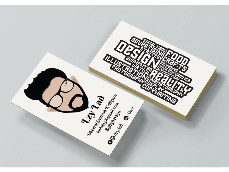 Lzy Lad Business Card Design V2 brand identity branding business card business card india india minimal typography typography business card visitng card