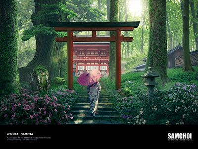 Temples in the forest art character colorful compositing concept design illustration photoshop samchoi scenes