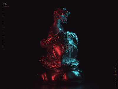 Snake（Chinese Zodiac） 3d art c4d ceramics colorful concept jade samchoi silver snake