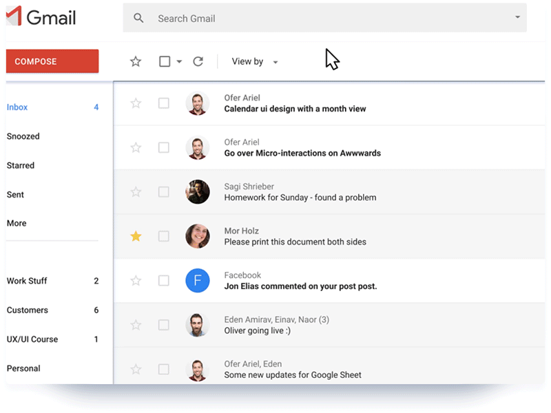 Gmail "View by" design concept