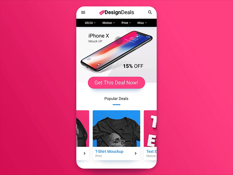 Designs for sale concept - Mobile sidebar