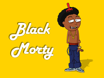 Black Morty - Rick and Morty african-american afro avatar black cartoon character illustration morty outline rick and morty scientist series tv