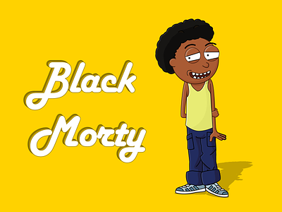 Black Morty V2 - Rick and Morty african-american afro avatar black cartoon character illustration morty outline rick and morty scientist series tv