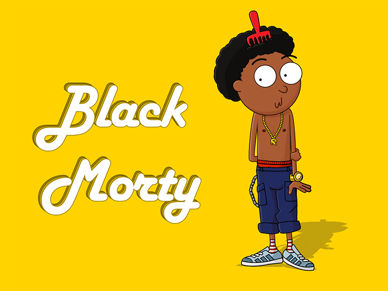 Black Morty - Rick and Morty Animated african american afro animaiton avatar black cartoon character gif illustration morty outline rick and morty scientist series tv