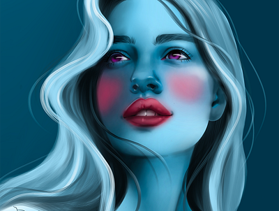 Blue art digital art digital drawing illustration model procreate woman