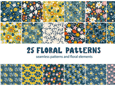 Rustic floral patterns fabric graphic design hand drawn surface pattern