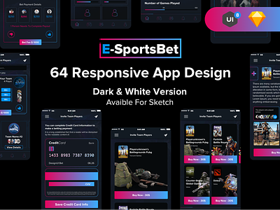 EsportsBet UI Kit android app black duello ecommerce esport ios kit mobile screen store ui uikit white