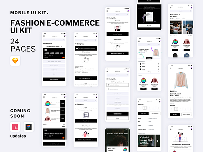 Fashion E-Commerce UI Kit app black brand customer design dribbble e commerce fashion fashion brand fashion design iphonexs kit mobile ui ui kit white