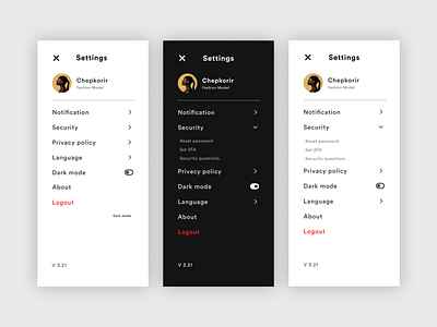 daily UI #7 | settings page