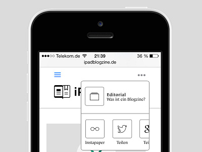 iPadblogzine — Sharing menu blog ipad responsive ui web