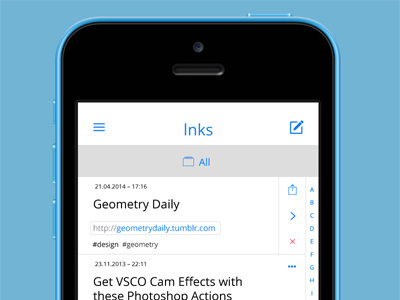 lnks — list view *update* bookmarks iphone mobile webapp wip