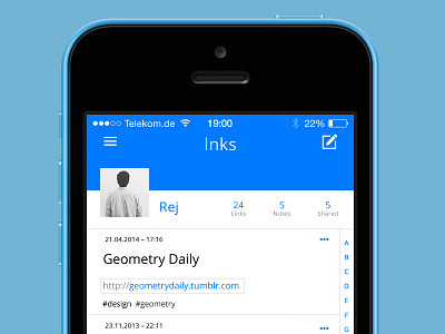 lnks — profile list view /square bookmarks iphone mobile profile webapp wip