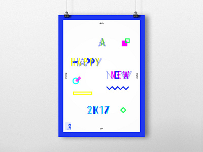 A Happy New Year 2K17 branding happy ikblue illustrator poster