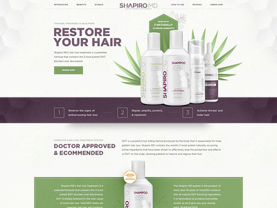 Landing page design for restore hair products corporate cosmetics design e commerce flat hair landing ui ux web webdesign woman