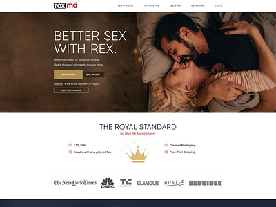 Landing page design for the Rex MD