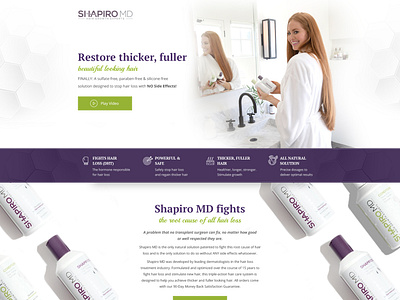 Landing page design for hair products